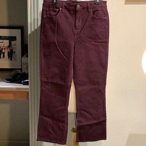 American Eagle maroon hi-rise crop flare